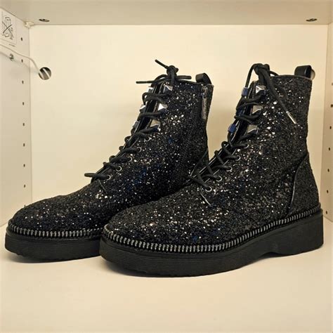 michael kors haskell glitter combat boots|Haskell Embellished Glitter and Leather Combat Boot.